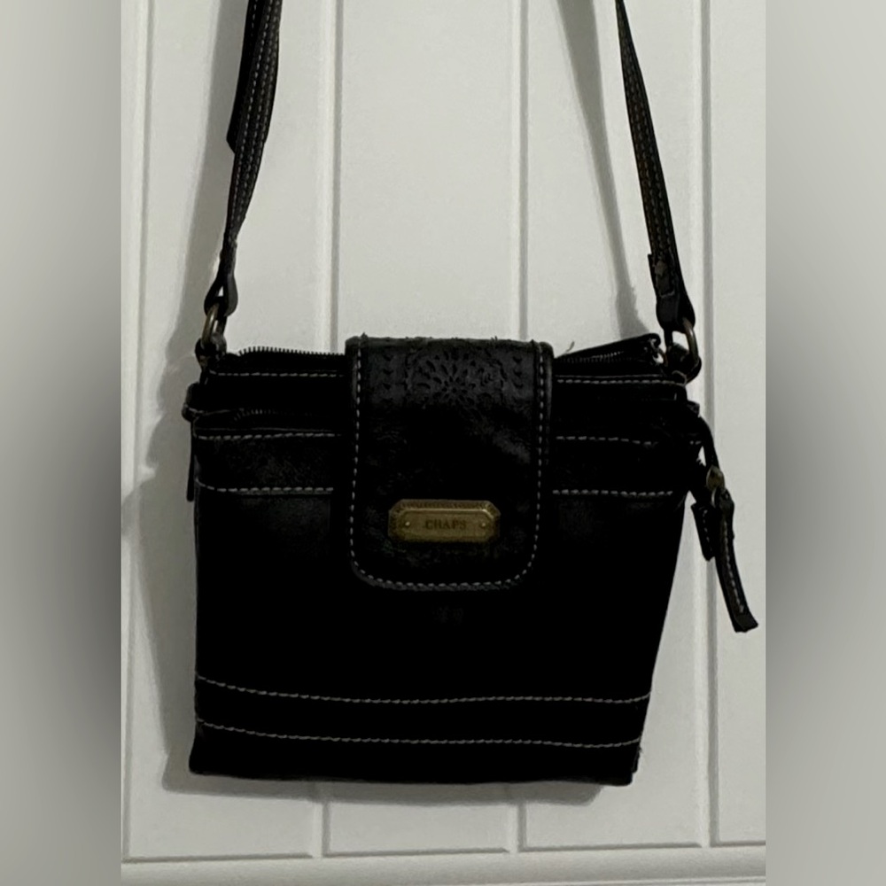 Chaps, black Crossbody purse for women.